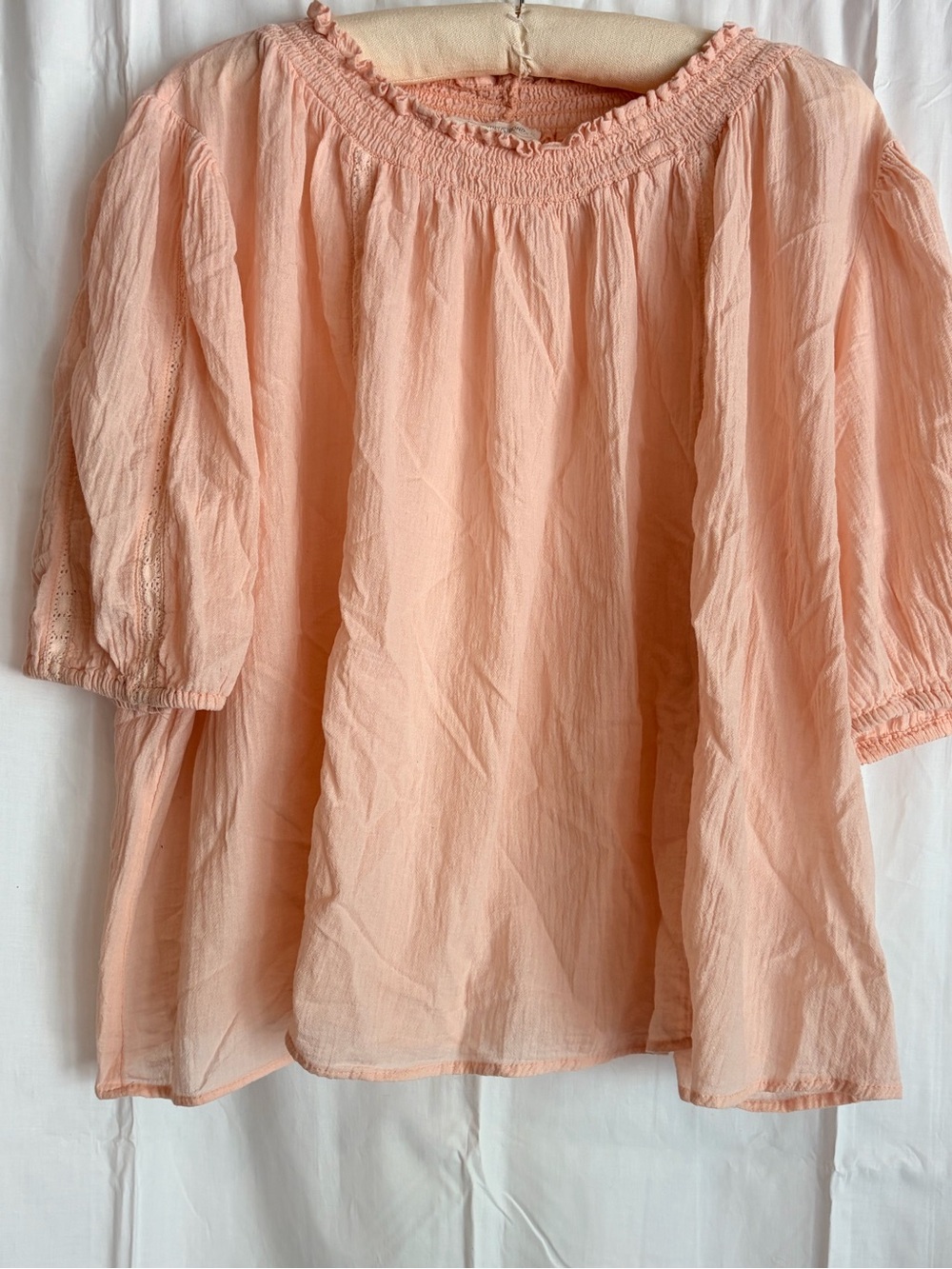 Treasure & Bond Peach Smocked Neck Peasant Tunic